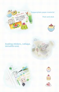 Detailed view of cute afternoon tea themed stickers for DIY scrapbooking and planners