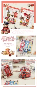 Waterproof PET stickers featuring London architecture and classic British travel elements
