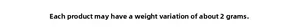 Note on product weight showing a 2g variation margin for the decorative washi tape series