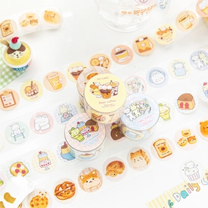 Afternoon Tea Time Series Cartoon Washi Tape Animal Dessert Decorative Paper Stickers For DIY Journal Scrapbooking Stationery