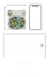 Size comparison of travel architecture PET stickers with a phone, 30 pieces pack