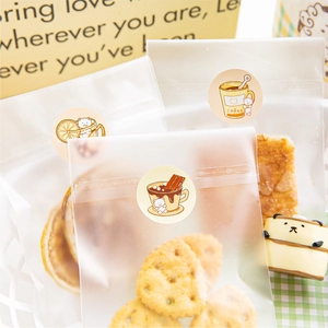Cute bear sticker on frosted self-sealing food bags for cookies and candy packaging