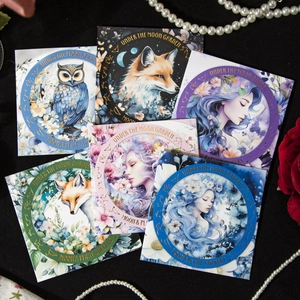 Paquete de Pegatinas Vintage PET Serie Under The Moon Garden Tema Floral Botánico Luna Material de Decoración Scrapbooking