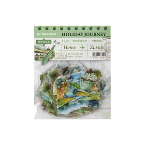 Holiday Journey PET sticker set with 30 pieces of watercolor travel and building designs