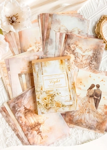 Close-up of Fantasy Baroque retro material paper with vintage floral and architecture motifs