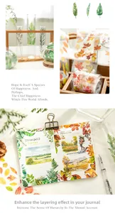 Detailed PET stickers featuring realistic leaf patterns for journal decoration and DIY crafts