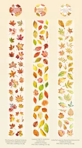 Detail of PET decorative tape featuring autumnal leaf patterns and die-cut textures