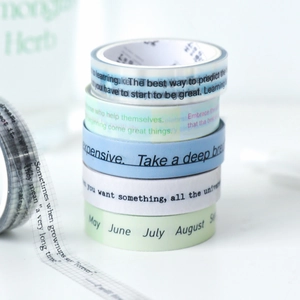 Set di 3 nastri PET decorativi con citazioni inglesi e mesi per diari e scrapbooking