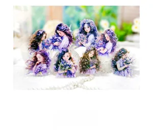 Detail showing fantasy purple girl PET stickers with floral and butterfly patterns for DIY