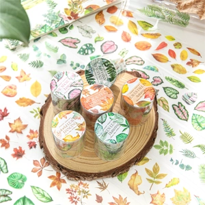 Polyester Die-Cut Decorative Tape Natural Leaf Pattern Autumn Foliage Design For Scrapbooking Journaling DIY Arts Decoration