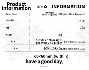 Specifications of PET floral stickers: 40 pieces in 6 styles, measuring 105x108x5mm