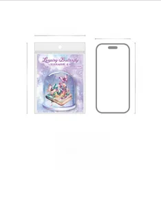 Size comparison of butterfly scrapbooking stickers next to an iPhone 14 outline