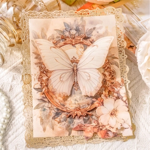 Vintage Baroque butterfly paper with 3D laser-cut lace and floral decorative elements