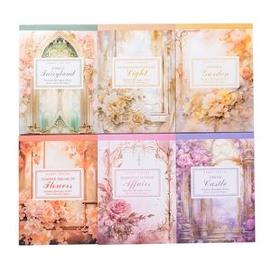 6-pack of vintage Baroque decorative paper sets with floral and fantasy castle themes