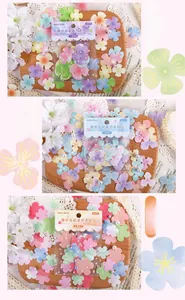 Detailed view of floral scrapbooking stickers with semi-transparent vintage flower patterns