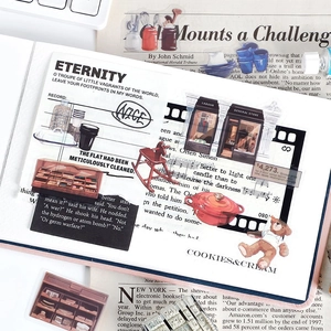 Vintage PET stickers pack with furniture and quotes for DIY scrapbooking decoration