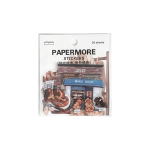 Vintage Bakery Story PET sticker pack with 30 pieces of retro bread and cafe illustrations