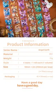 Detail of Angel Earth PET decorative tape featuring angel illustrations and vintage motifs