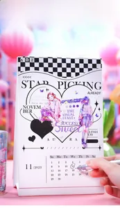 Detail of PET decorative tape and 2023 desk calendar with cute anime illustrations