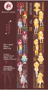 Detail of PET decorative tape featuring shell light effect and cute girl illustrations