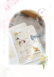 Detailed close-up of matte PET decorative tape with watercolor floral and butterfly designs