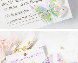 Détails macro des autocollants papillon laser dégradé de la série Rose Moonlight