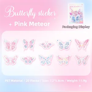 Détail des autocollants papillon en PET translucide avec lustre nacré pour scrapbooking