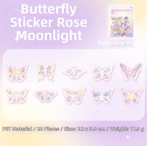 Lot de 20 autocollants papillon en PET avec effet nacre pour décoration de journal DIY