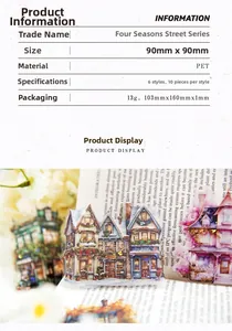 Vista macro de pegatinas PET serie Cuatro Estaciones para decoración de diarios y DIY