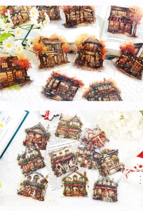 Detalle de pegatinas artísticas Four Seasons Street para scrapbooking y decoración