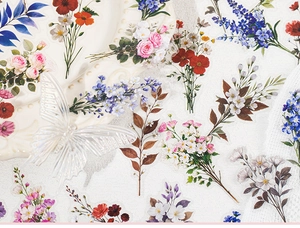 Détail des autocollants décoratifs en PET floral avec effet nacré pour scrapbooking DIY