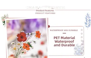 Détail d'autocollants PET floraux imperméables pour le scrapbooking et la décoration