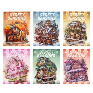 Set de pegatinas Street Seasons para diario, con 6 temas de edificios urbanos estacionales