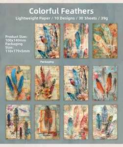 Detail van vintage veren decoratief papier voor scrapbooking met 30 vellen licht papier