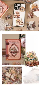 Macro shot of 30pcs vintage PET stickers featuring retro suitcases and cameras