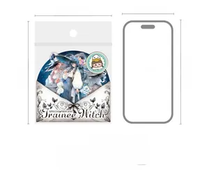 Detail view of Trainee Witch theme PET stickers with shell light effect and 110x127mm size