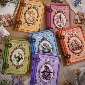 Vintage PET Sticker Pack Time Wizard Series Retro Botanical Floral Decorative Stickers For DIY Scrapbooking Journaling Material