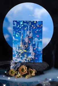 Holographic fantasy castle sticker set with iridescent shell light effect for DIY journaling