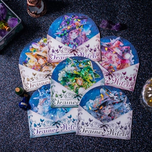 Trainee Witch PET Stickers Retro Fantasy Magic Theme Shell Light Laser Scrapbooking Decorative Material For Journal Diary