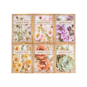 Set de 6 papeles de scrapbooking vintage con diversos diseños florales de jardín