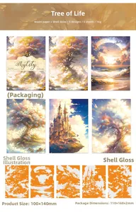 Macro detail of Tree of Life decorative stickers with iridescent shell light finish
