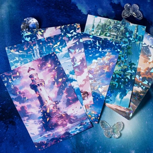 Laser glitter dreamy castle lighthouse stickers for DIY scrapbooking and journal decoration