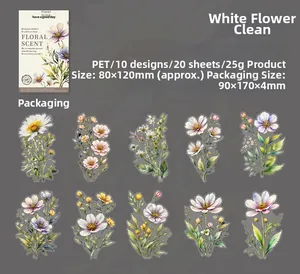 Adesivi floreali in PET con motivi floreali vintage ad acquerello per scrapbooking