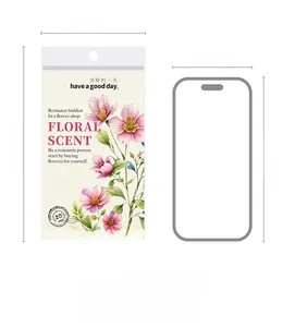 Confronto dimensioni adesivi PET floreali 170x90mm rispetto a un iPhone 15