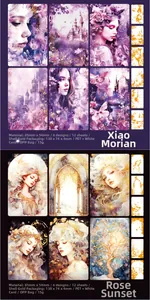 Detailed PET stickers with shell gold accents and fantasy art for journaling DIY projects