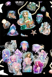 Détails des autocollants DIY avec motifs sirène et méduse pour scrapbooking créatif