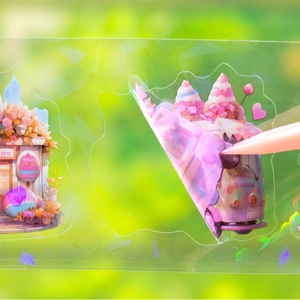 Fairy shop theme PET decorative tape with laser finish for DIY scrapbooking journals