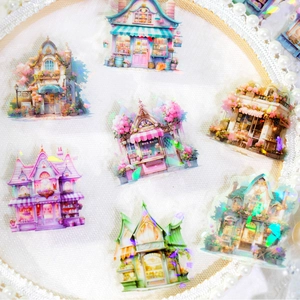 Fairy tale shop PET decorative tape with iridescent laser finish and dreamy colors