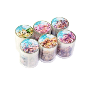 Fairy Tale Store PET decorative tape set with 6 different hand-drawn shop theme patterns