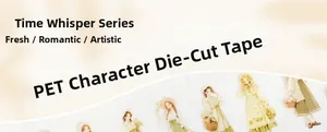 Detail of PET character die-cut tape featuring pastoral style girls for journaling
